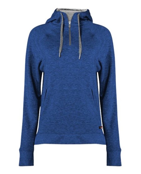 Badger 1051  FitFlex Women s French Terry Hooded QuarterZip for Activewear