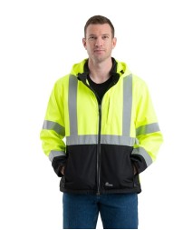 Berne Apparel HVJS206 Men's Hi-Vis Class 3 Hooded Soft Shell Jacket
