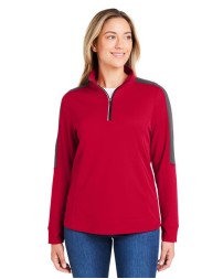 CORE365 CE404W Women's Market Snag Protect Mesh Colorblock Quarter-Zip Pullover