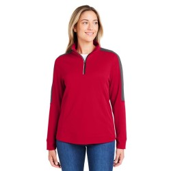 CORE365 CE404W Women's Market Snag Protect Mesh Colorblock Quarter-Zip Pullover