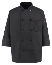 Chef Designs 0425 Ten Pearl Button Black Chef Coat