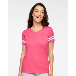 LAT 3537 Women's Football V-Neck Fine Jersey Tee