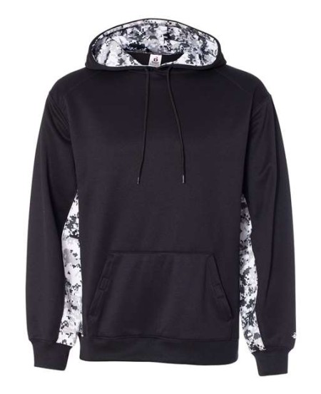 Badger 1464  Digital Camo Colorblock Performance Fleece Hooded Sweatshirt for Sports