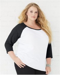 LAT 3830 Curvy Collection Women's Baseball Three-Quarter Sleeve Tee