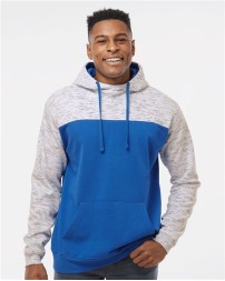 J. America 8676 Mélange Fleece Colorblocked Hooded Sweatshirt