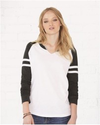 LAT 3534 Women's Fine Jersey Mash Up Long Sleeve T-Shirt