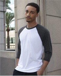 American Apparel BB453US USA-Made 50/50 Poly/Cotton Raglan Three-Quarter Sleeve Tee