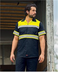 Red Kap SY80 Hi-Visibility Colorblock Ripstop Short Sleeve Work Shirt