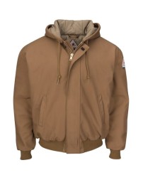 Bulwark JLH6 Insulated Brown Duck Hooded Jacket with Knit Trim