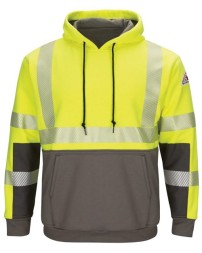 Bulwark SMB4T Hi-Visibility Color Blocked Pullover Hooded Fleece Sweatshirt - Tall Sizes