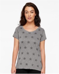 Code Five 3629 Women's Star Print Scoop Neck Tee