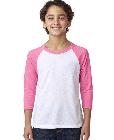 Next Level Apparel 3352 Youth CVC Three-Quarter Sleeve Raglan