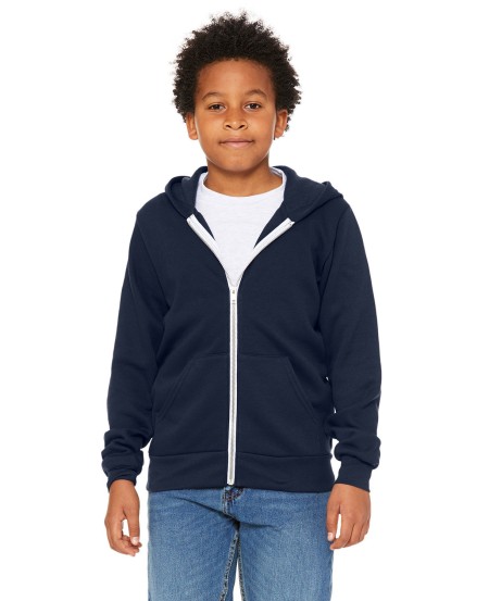 Bella  Canvas 3739Y Youth Sponge Fleece Full-Zip Hooded Sweatshirt