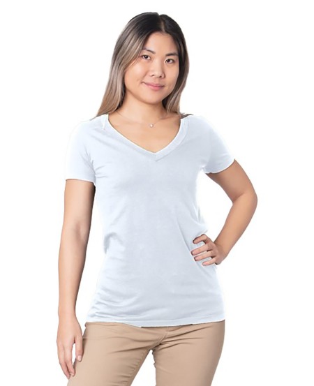 Bayside 5875 Ladies' USA Made Fine Jersey V-Neck T-Shirt