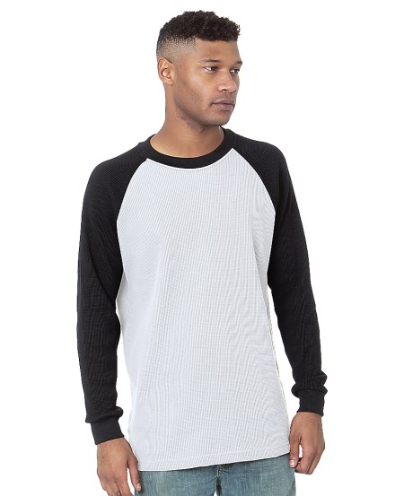 Bayside 8211 Men's USA Made Heavyweight Waffle Knit Thermal Raglan Shirt