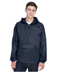 UltraClub 8925 Adult Quarter-Zip Hooded Pullover Pack-Away Jacket