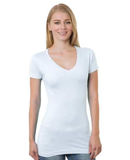 Bayside BA3407 Ladies' USA Made V-Neck T-Shirt