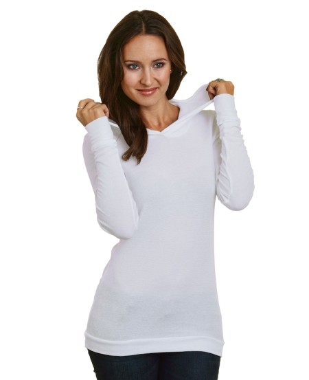 Bayside BA3425 Ladies' USA Made Long-Sleeve Thermal Hoodie T-Shirt