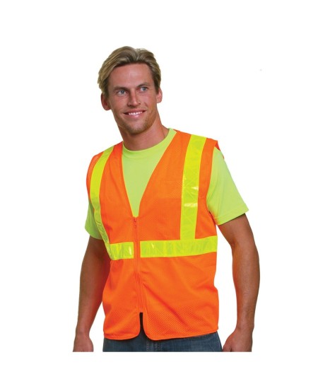 Bayside BA3780 Unisex USA Made M22610LZ Class 2 Level 2 ANSI High Vis Mesh Safety Vest