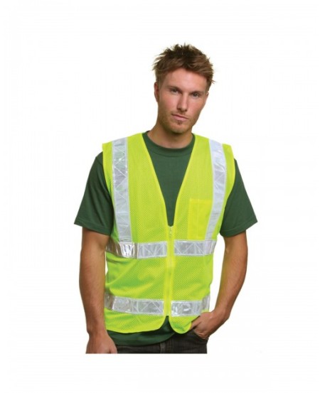 BA3785 Bayside Mesh Safety Vest   Lime