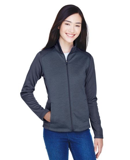 Devon  Jones DG796W Ladies' Newbury Colorblock Mélange Fleece Full-Zip