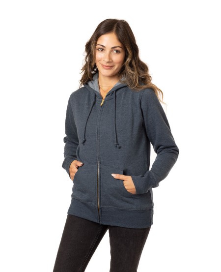 econscious EC4580 Ladies' Heathered Full-Zip Hooded Sweatshirt
