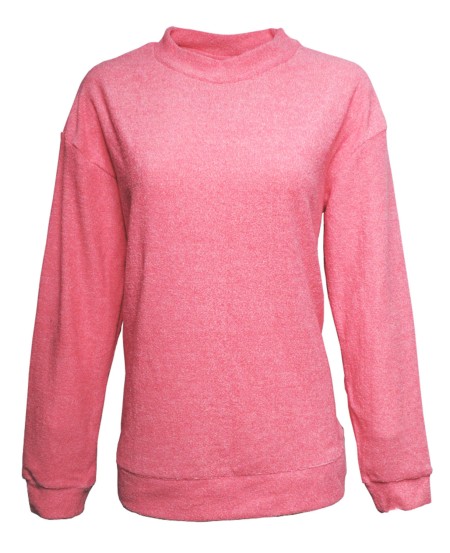 J America JA8428 Ladies' Weekend French Terry Mock Neck Crew