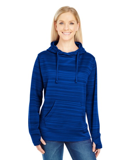 J America JA8662 Ladies' Odyssey Striped Poly Fleece Lapover Hood