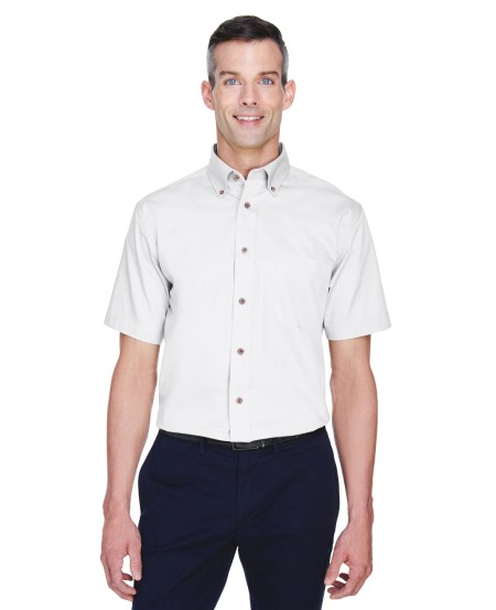 Harriton M500S Men's Easy Blend Short-Sleeve Twill Shirt with Stain-Release