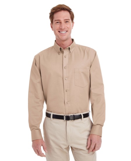 Harriton M581 Men's Foundation Cotton Long-Sleeve Twill Shirt with Teflon