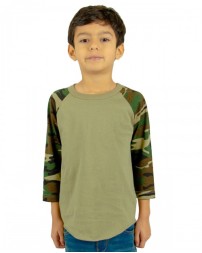 SHRAGCY Shaka Wear Youth 6 oz   3 4 Sleeve Camo Raglan T Shirt
